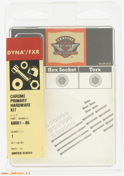   60801-06 (60801-06): Primary cover hardware kit - NOS - FXD, Dyna '06-  Softail '07-