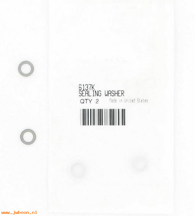       6137K (    6137K): Washer, sealing - 6.35 x 9.80 x 1.0 - NOS - V-rod