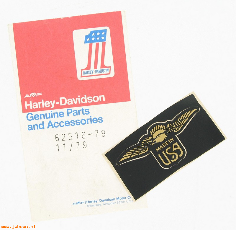   62516-78 (62516-78): Name transfer  "Made in USA" - NOS - Sportster XL1000 1978