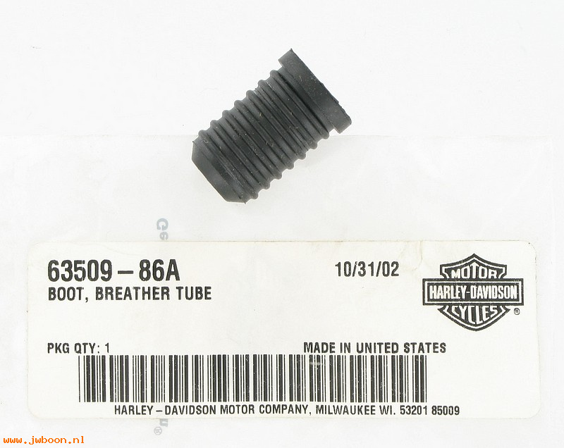   63509-86A (63509-86A): Boot - breather tube - NOS - FLT '87-'92. FXR, Softail '90-'92