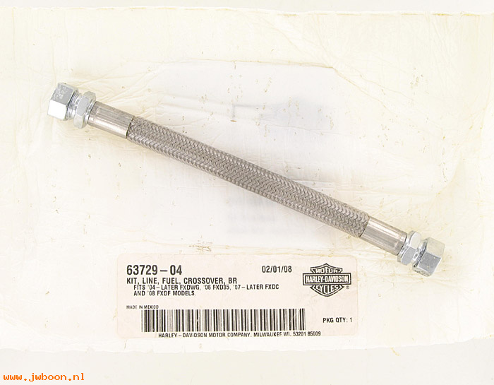   63729-04 (63729-04): Braided stainless cross-over fuel line-NOS-FXDWG 04-  FXD35
