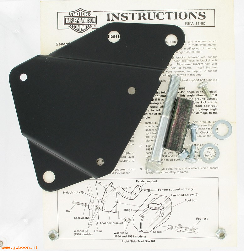   64201-85Bkit (64201-85B / 64202-85): Mounting kit for right side tool box - NOS - FXST,FLST 84-99