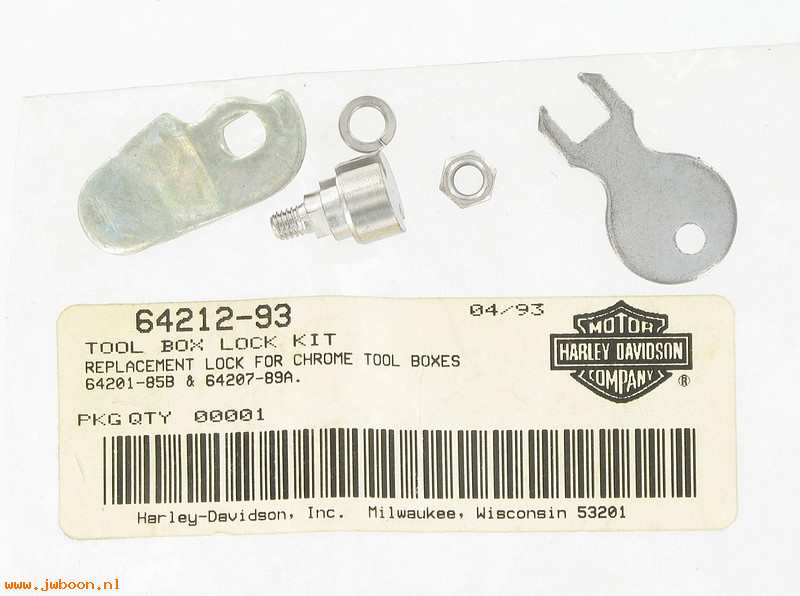   64212-93 (64212-93): Tool box lock kit - NOS - FXST/S/C/, FLST, Heritage Softail