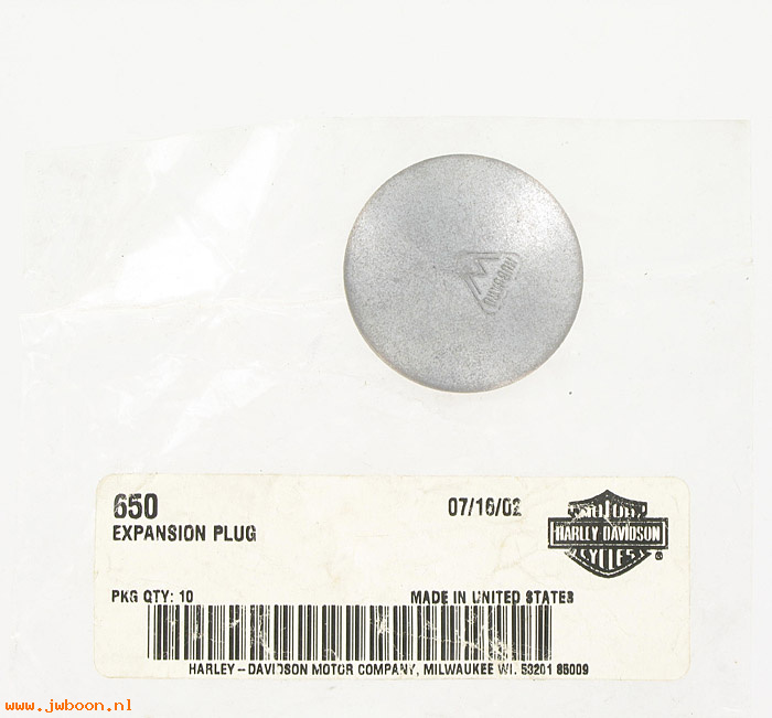        650 (     650): Expansion plug, shifter cover - 1-5/8" - NOS - FL, FLH, in stock
