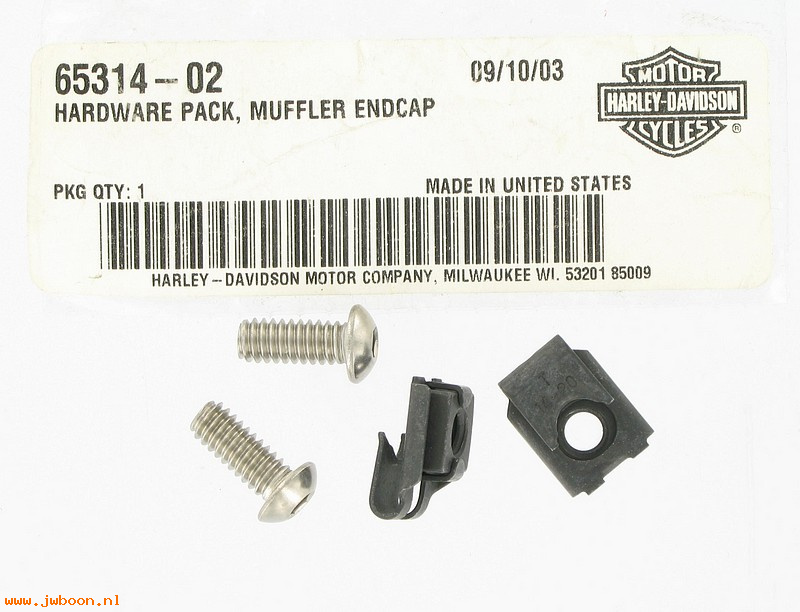   65314-02 (65314-02): Hardware pack - muffler end cap - NOS