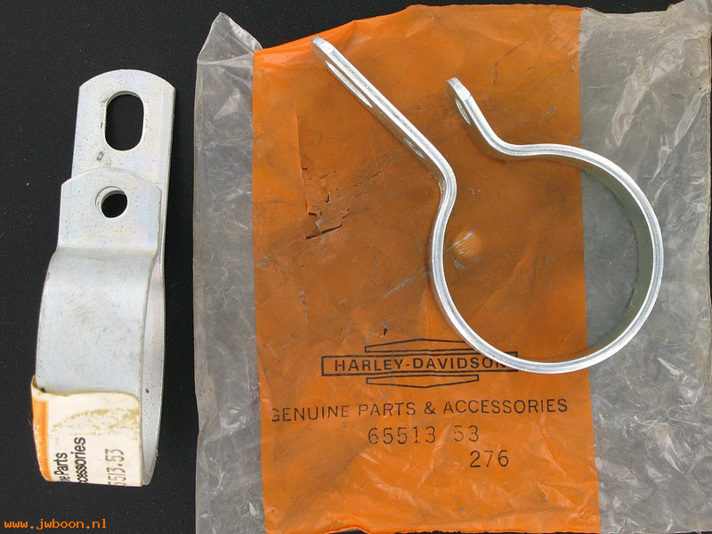   65513-53 (65513-53): Clamp, rear pipe, straight - NOS - Sportster Ironhead XL '58-'65