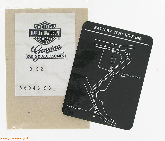   66043-93 (66043-93): Decal, battery vent - NOS - FLT Touring '93-'96, Tour Glide