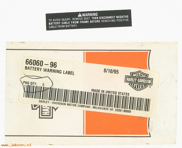   66060-96 (66060-96): Battery warning label / decal - NOS