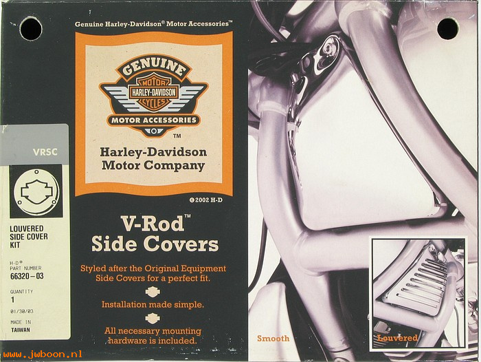   66320-03 (66320-03): Side covers - louvered - NOS - V-rod, VRSC '02-