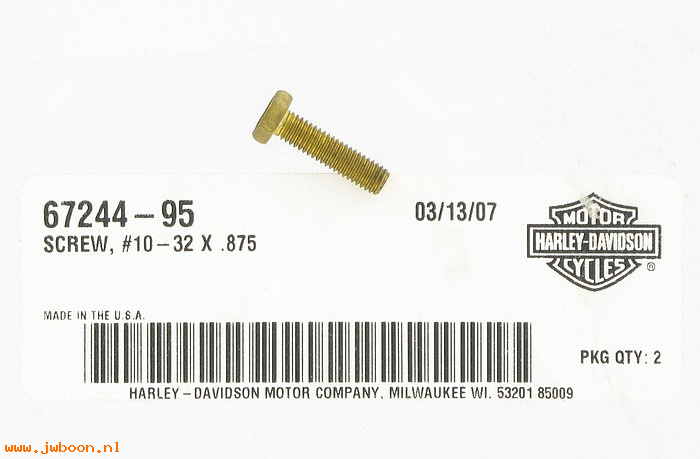  67244-95 (67244-95): Screw, 10-32 x .875, fuel pump - NOS - FLT '95-'99. FLHTCU-I 1995
