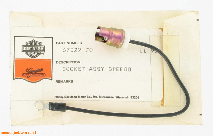   67327-78 (67327-78): Socket, with wire - speedometer lamp - NOS - FX '76-'84, Shovel