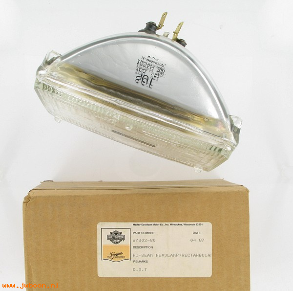   67802-80 (67802-80): Hi-beam headlamp - rectangular - NOS - FX,FXR,FXRS,FXST,FXWG