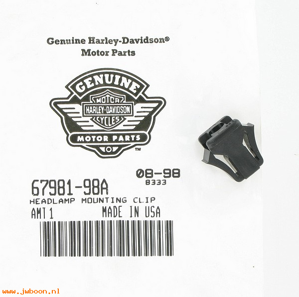   67981-98A (67981-98A): Headlamp stud mounting clip - NOS - Road Glide, FLTR '98-