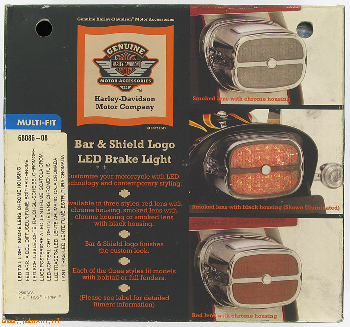   68086-08 (68086-08): LED taillamp - Bar & Shield - smoked lens - NOS