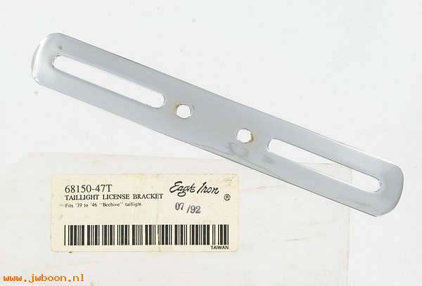   68150-47T (68150-47): License bracket, Tombstone taillight "Eagle Iron" - NOS - 47-54