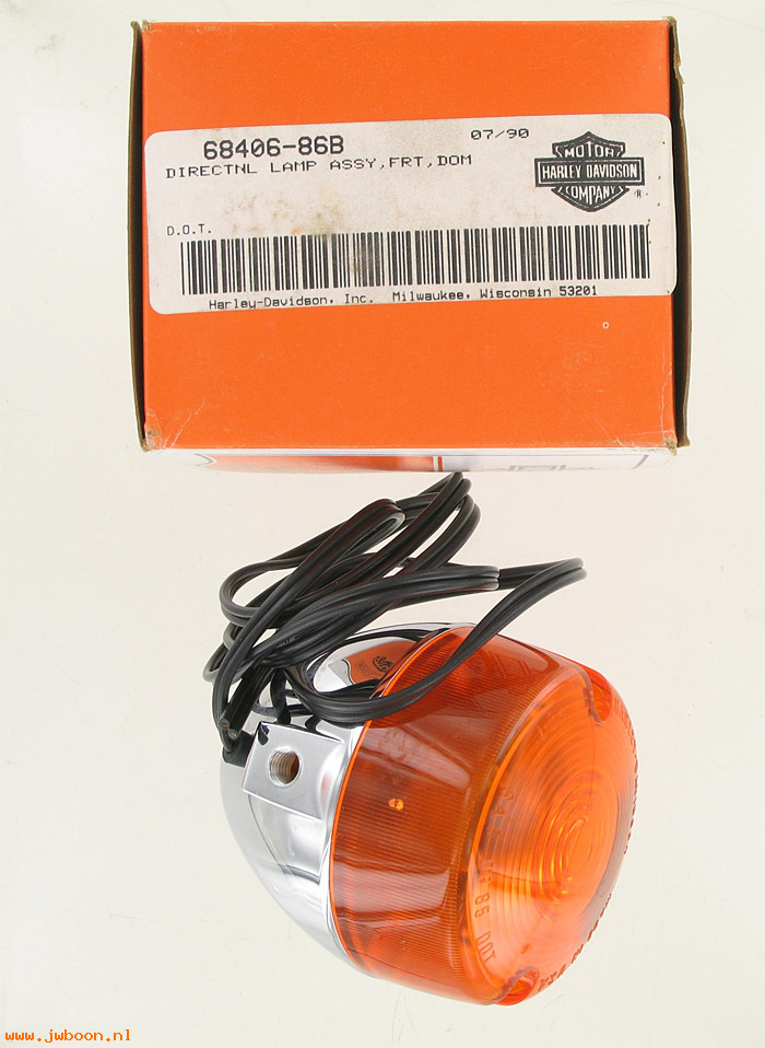   68406-86B (68406-86B): Turn signal/Directional lamp, front, domestic - NOS- XL,FXWG,FXST