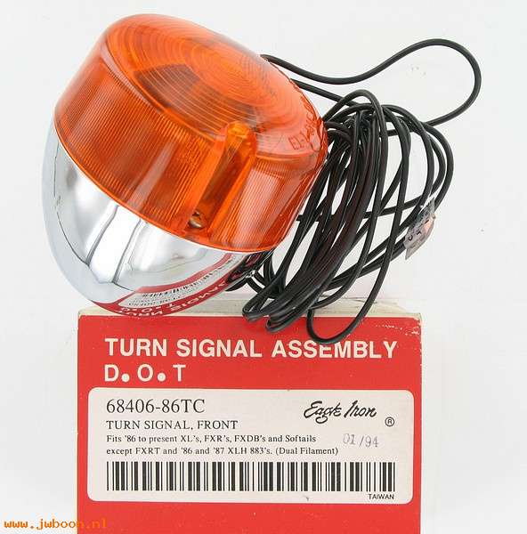   68406-86TC (68406-86C): Turn signal - front - NOS - Sportster XL, FXR, FXD, Softail