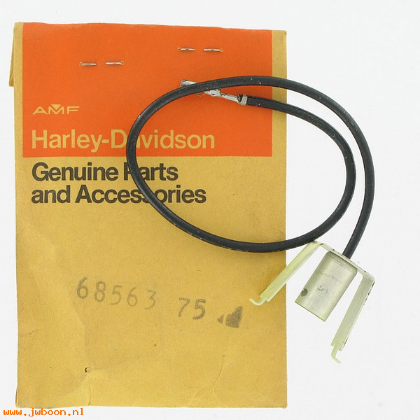   68563-75 (68563-75): Socket & wire - high beam indicator - NOS - FX 75-76, Super Glide