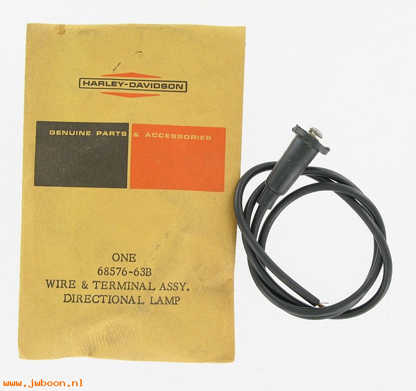   68576-63B (68576-63B): Socket & wire, front lamp -NOS- FL,FLH 63-69.Servi-car.XLs.Sprint