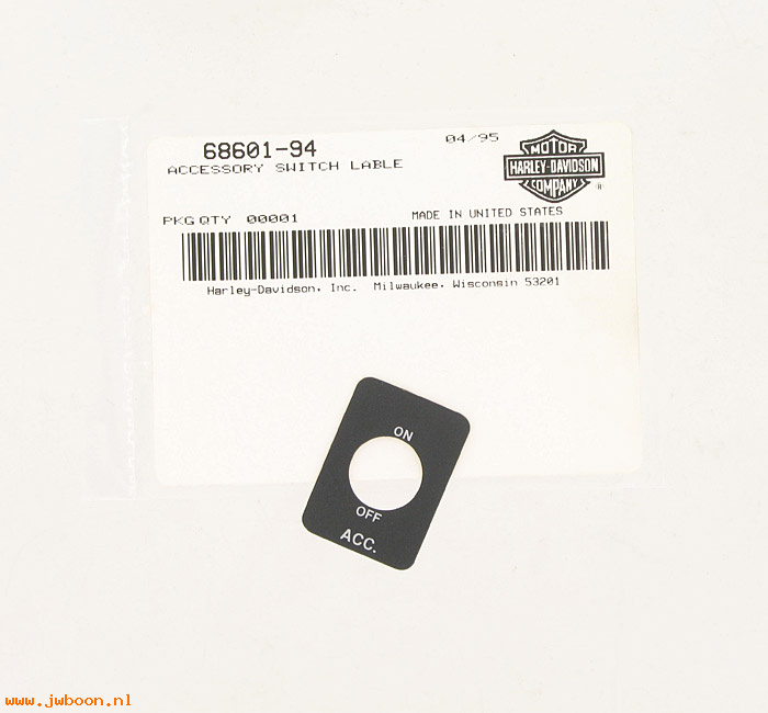   68601-94 (68601-94): Label / Decal - accessory switch - NOS - FLHR 1994, Road King