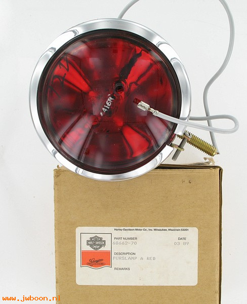   68662-70 (68662-70 / 68654-64): Pursuit lamp / spotlight - red - NOS - FL,FLH '70-   Servi-car