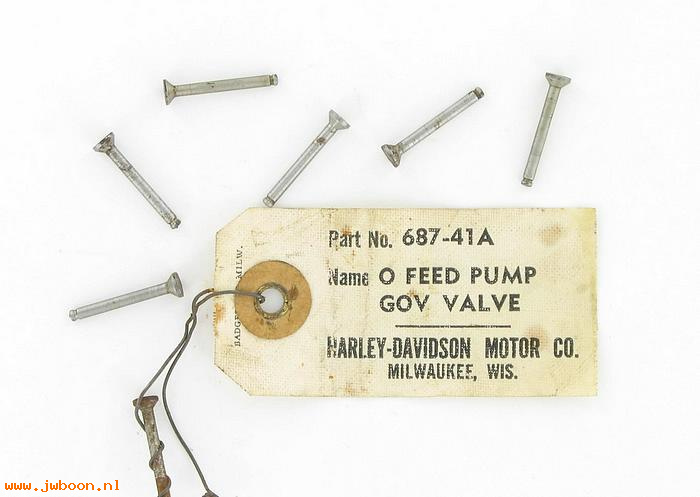     687-41A (  687-41A): Governor valve, feed pump - NOS - Flathead 45/74 WL, UL '41-'51