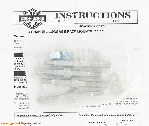   68773-97A (68773-97A): Mtg hardware,for 3-channel luggage rack w.handrails - NOS - FLSTS