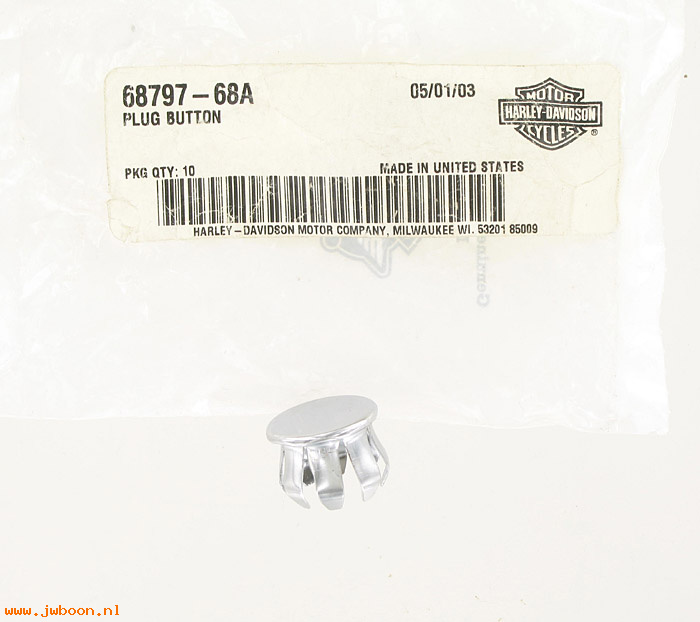   68797-68A (68797-68A): End plug, frame/spotlamp bracket -NOS- FLH 68-84. Servi-car. FXWG