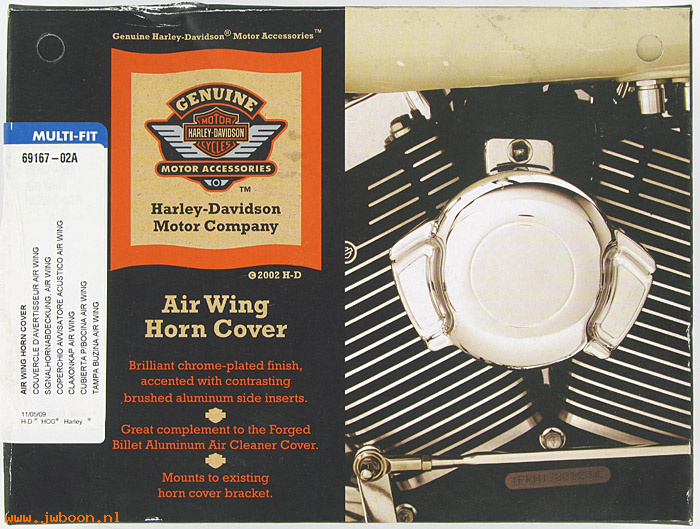   69167-02A (69167-02A): Horn cover,air wing-NOS-fits '93-later models w.side-mounted horn