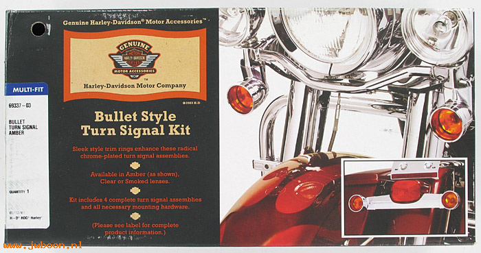  69337-03 (69337-03): Bullet style turn signal kit,amber lens/clear bulb -NOS-FLHT,FLHR