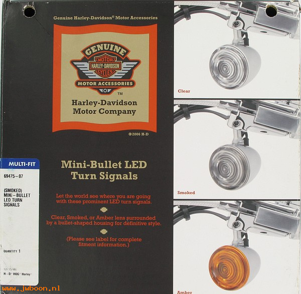   69475-07 (69475-07): Mini-bullet LED turn signal kit - smoked lenses - NOS - VRSC '02-
