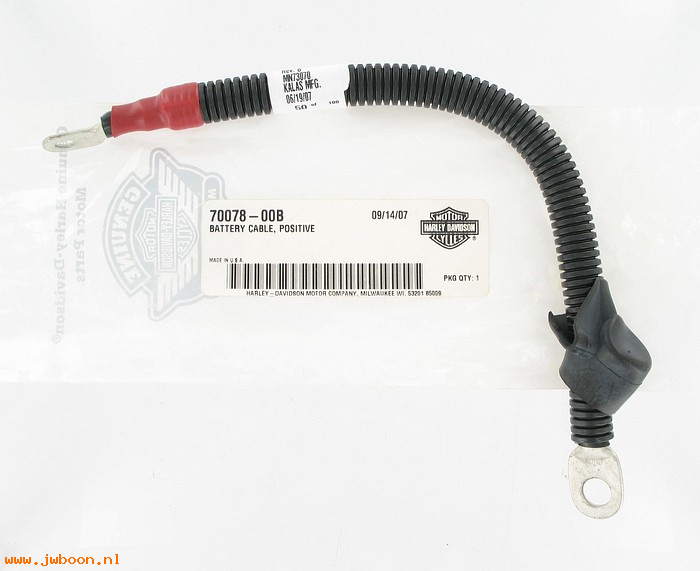   70078-00B (70078-00B): Battery cable - positive - NOS - Softail 00-07
