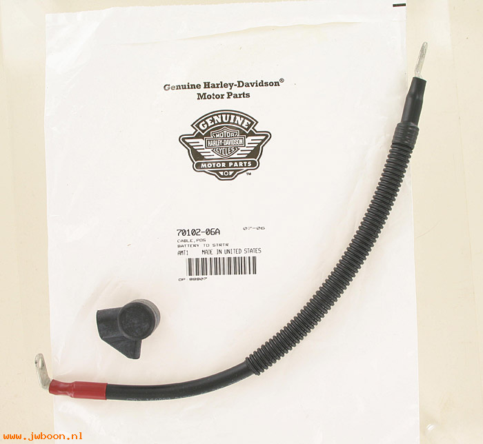   70102-06A (70102-06A): Battery cable - positive to starter motor - NOS - FXD, Dyna 06-08