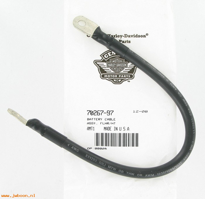   70267-97 (70267-97): Battery cable - NOS - FLHR, FLHT 97-03, Road King, Electra Glide