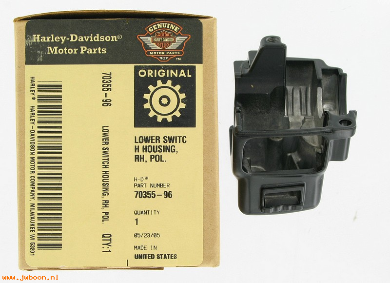  70355-96 (70355-96): Switch housing, lower - right - NOS - FLHP, FLHTP, FXDP 96-07
