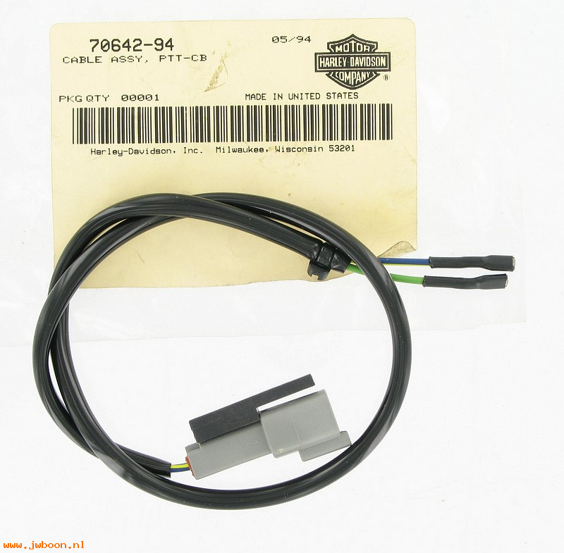   70642-94 (70642-94): Cable assy.  -  PTT  C.B. - NOS - FLTC, FLHTC, Ultra 1994