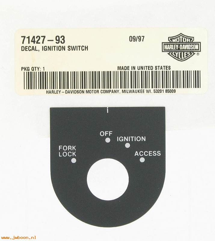   71427-93 (71427-93): Decal - ignition switch - NOS - FLHT/C/U/I 95-96