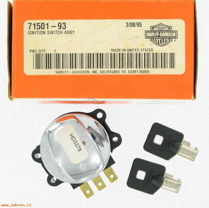   71501-93 (71501-93): Ignition switch w.keys - NOS - FXDWG 93-00. FLHR/I 94-00