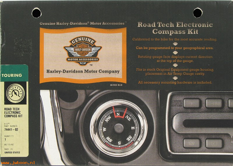   74441-02 (74441-02): Electronic compass kit - black/white face - NOS - FLHT. FLTR