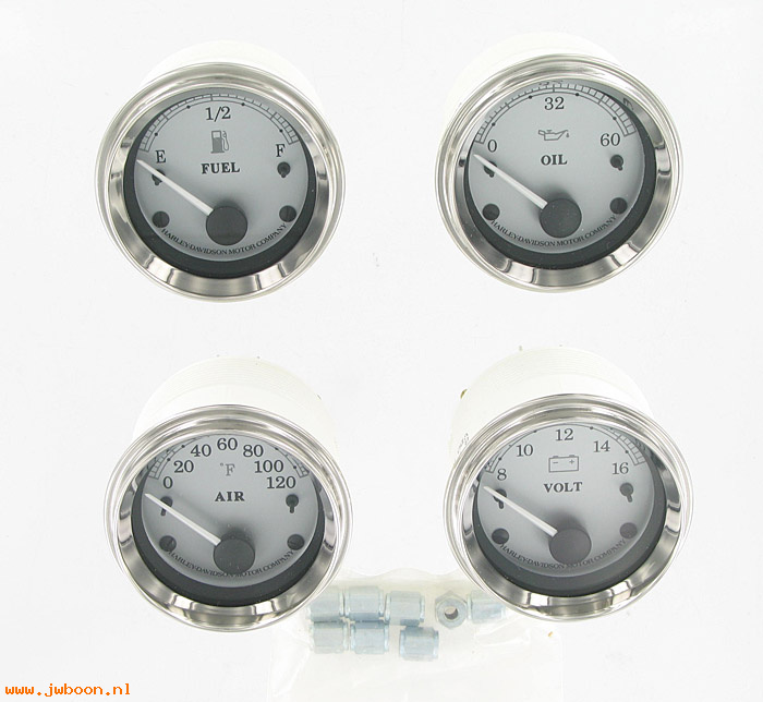   74458-00A (74458-00A): Four-pack, silver faced gauge kit - NOS - FLHT, FLTR 00-03