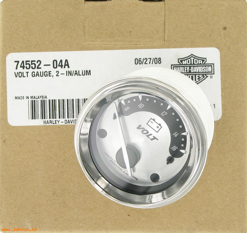   74552-04A (74552-04A): Voltmeter, 2" - spun aluminum face - NOS - FLHT, FLTR