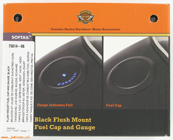   75014-06 (75014-06): Fuel cap & gauge kit, flush mount - NOS - Softail 04-06