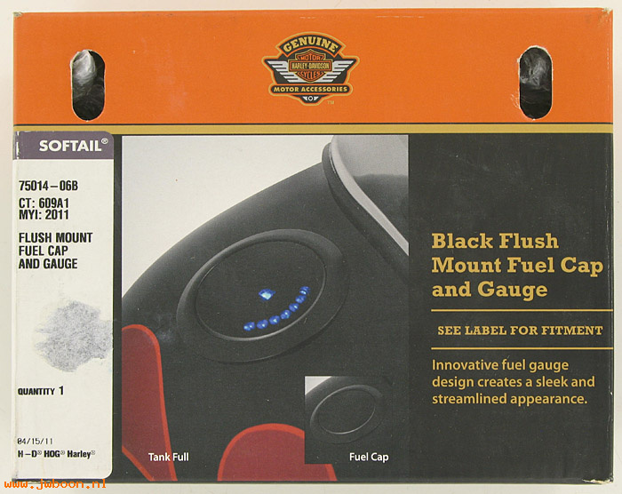   75014-06B (75014-06B): Fuel cap & gauge kit, flush mount - NOS - Softail 04-06