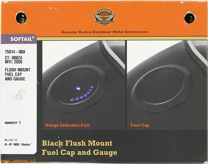   75014-08A (75014-08A): Flush mount fuel cap and gauge kit - NOS - Softail 08-