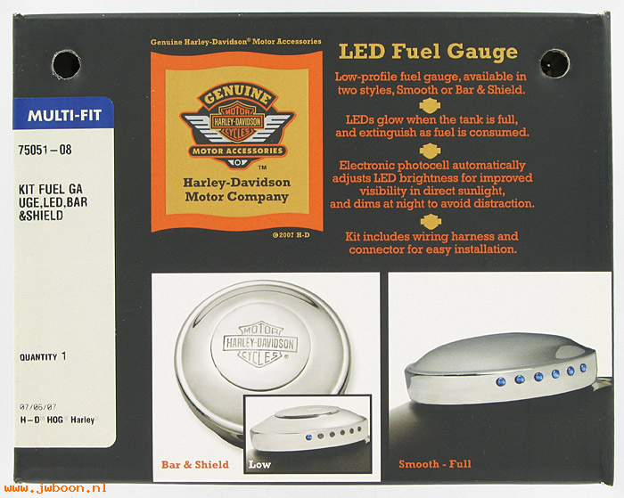   75051-08 (75051-08): LED fuel gauge - Bar & Shield - NOS - FLHR 08-    FXD 09-
