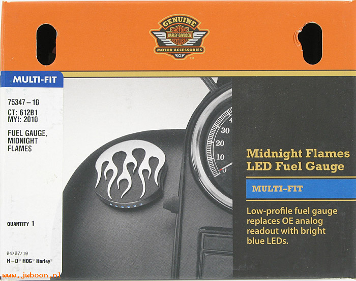   75347-10 (75347-10): LED fuel gauge, EFI - midnight flames - NOS - FXD, FLHR, Softail