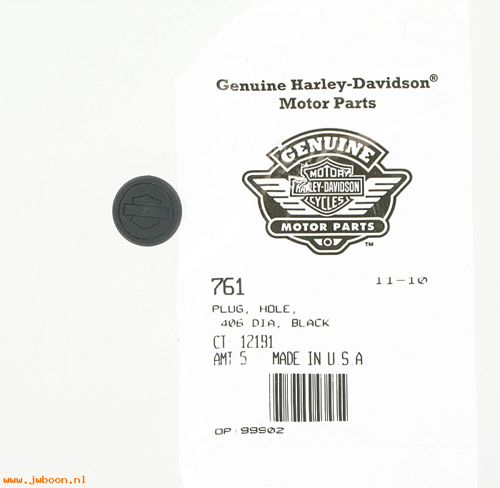        761 (     761): Hole cap, .406 dia - "Bar & Shield" - NOS - Sportster XL in stock