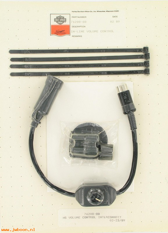   76208-88 (76208-88): In-line volume control adapter cable - NOS - FLTC, FLHTC 86-