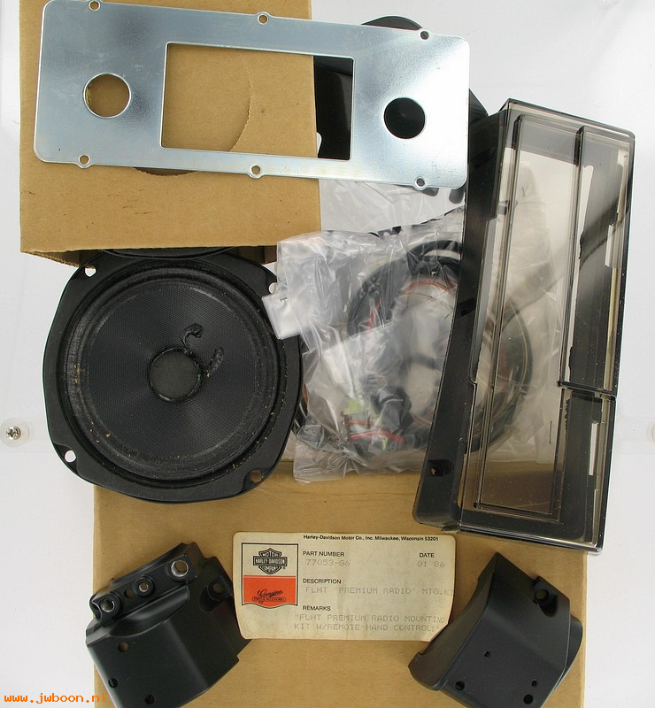   77053-86 (77053-86): FLHT Premium radio mounting kit  -  with remote hand controls-NOS