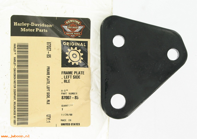   87007-85 (87007-85): Frame plate - left side - NOS - Sidecar RLE '85-'95